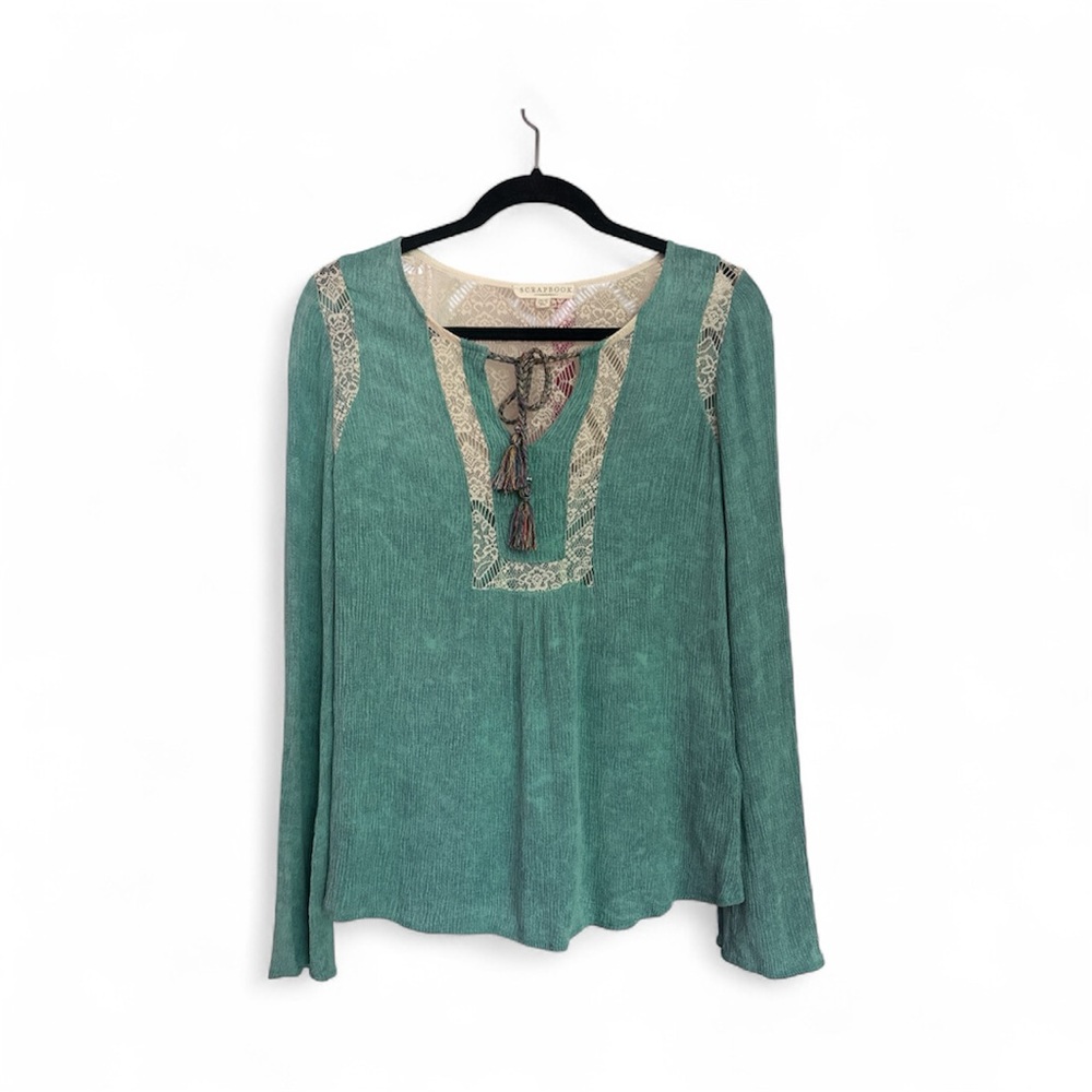 Scrapbook Teal Embroidered Blouse